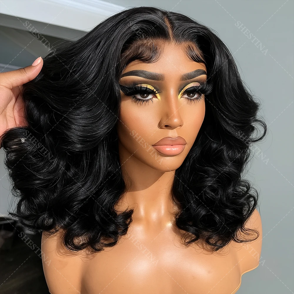 

Обновленный парик Боб 13x4 Объемная волна Бесклеевой парик Человеческие волосы Бразильские плотные приталенные 5x5 Кружевные короткие парики из человеческих волос 13x6 Натуральные черные парики