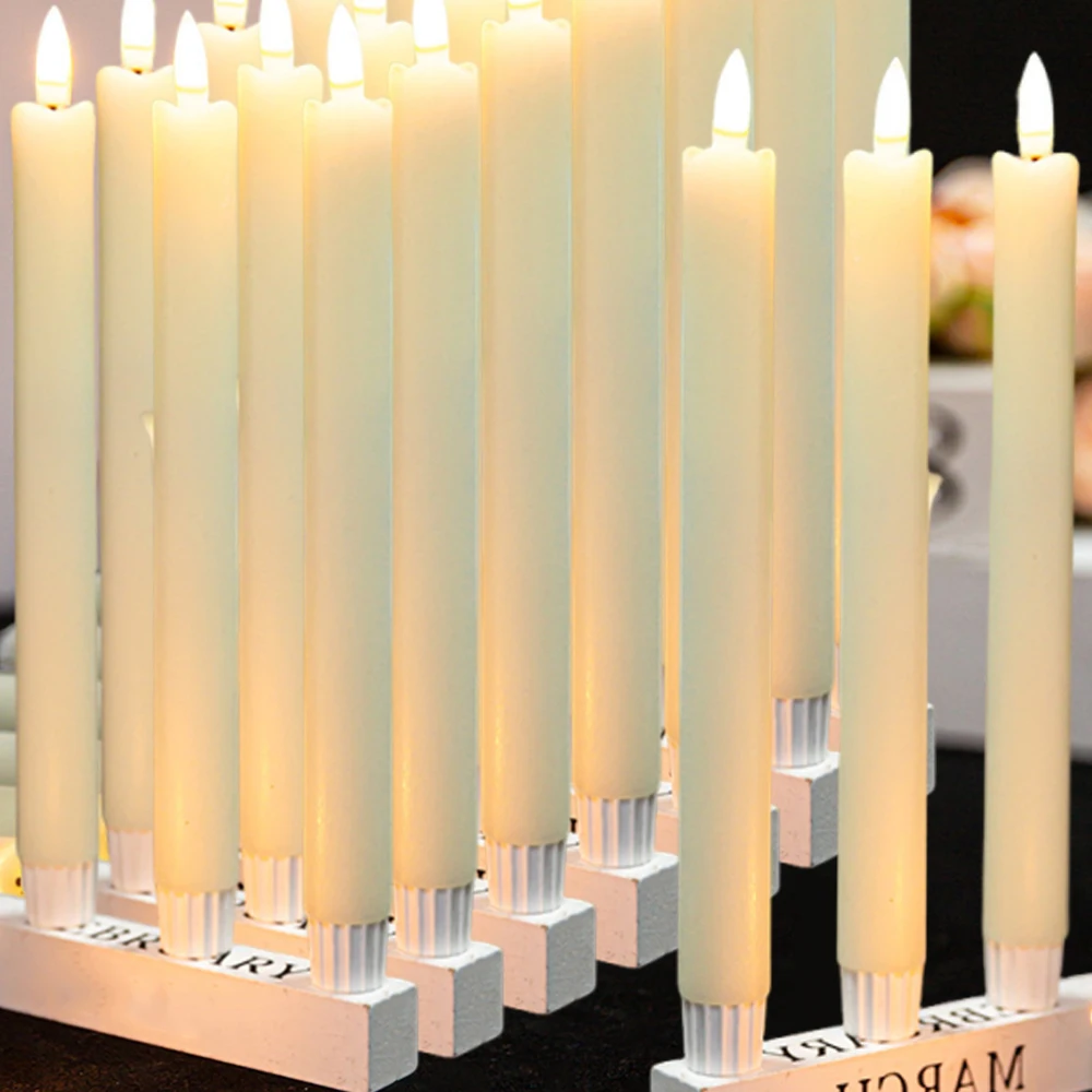 1/6pcs Long Pointed LED Flameless Candles Light Battery Powered Candle Lamps Church Flickering Light Home Party Table Decor