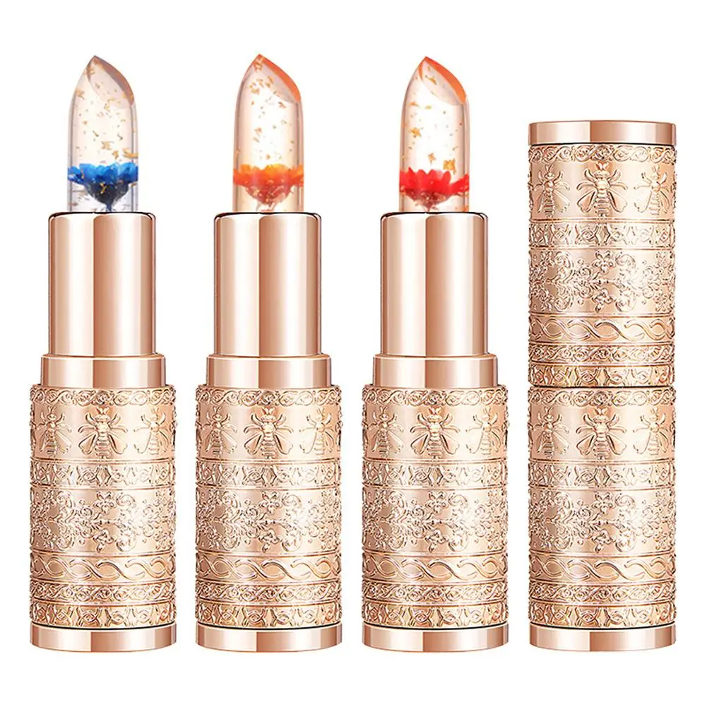 Flower Lip Balm Color Change Lipstick Flower Jelly Flower Lipstick Hydrating Moisturizing Waterproof Makeup Cosmetics For W Z7Y2