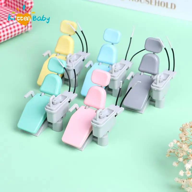 1:12 Dollhouse Miniature Chair Dentist Recliner Model Adjustable Back Recliner Play House Living Dentist Clinic Scene Decor Toy