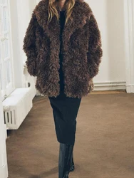 2024 European and American style women's fashion new loose versatile faux fur effect short coat jacket