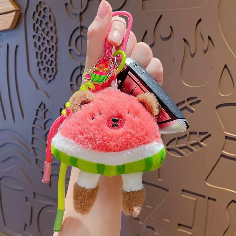 New Watermelon Plush Pendant Doll Key Chain Hanging Decoration Simple Backpack Ornaments Cherry Key Ring Party Gift