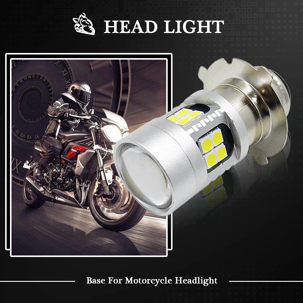 Ruiandsion P15D Led Motorcycle Headlight Bulbs 3030 22Chip Scooter Moped Front Light Lamp Motorbike Headlamp White 6-24V 1/2pcs