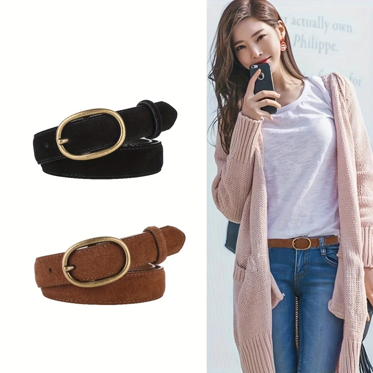 

Новый модный ремень из натуральной замши для женщин, повседневный пояс с пряжкой из сплава для джинсов, брюк, роскошные дизайнерские ремни