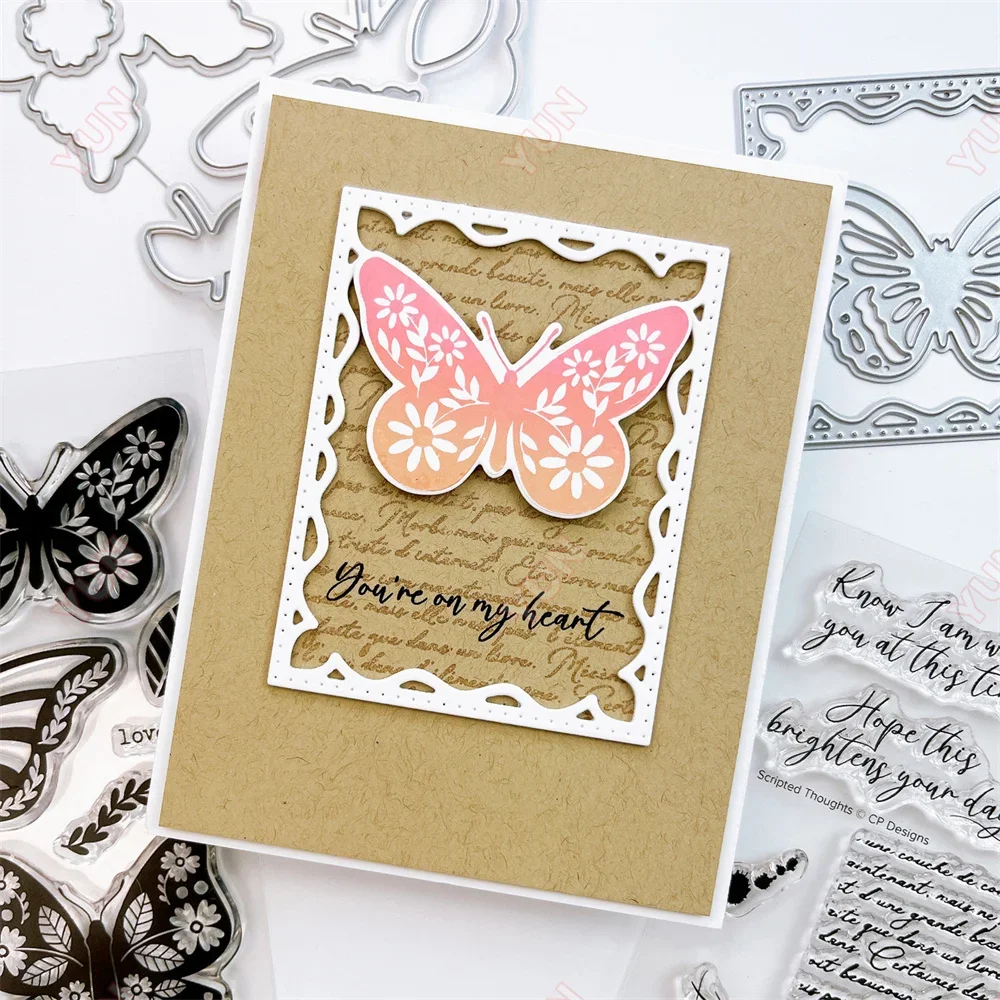 Flourished Butterflies Metal Cutting Dies Greeting Woodland Wreath Scrapbook Decoration Stamps Stencils DIY Gift Card Craft 2024