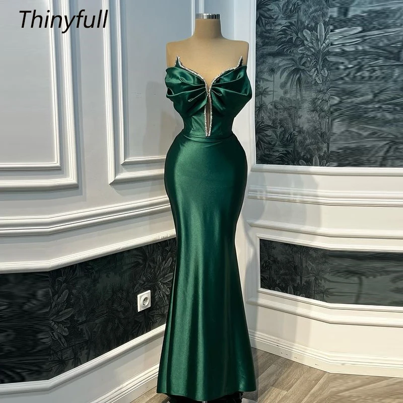 

Thinyfull Mermaid Satin Prom Dresses Sweetheart Sleeveless Evening Party Gown Long Special Occasion Dress Customized