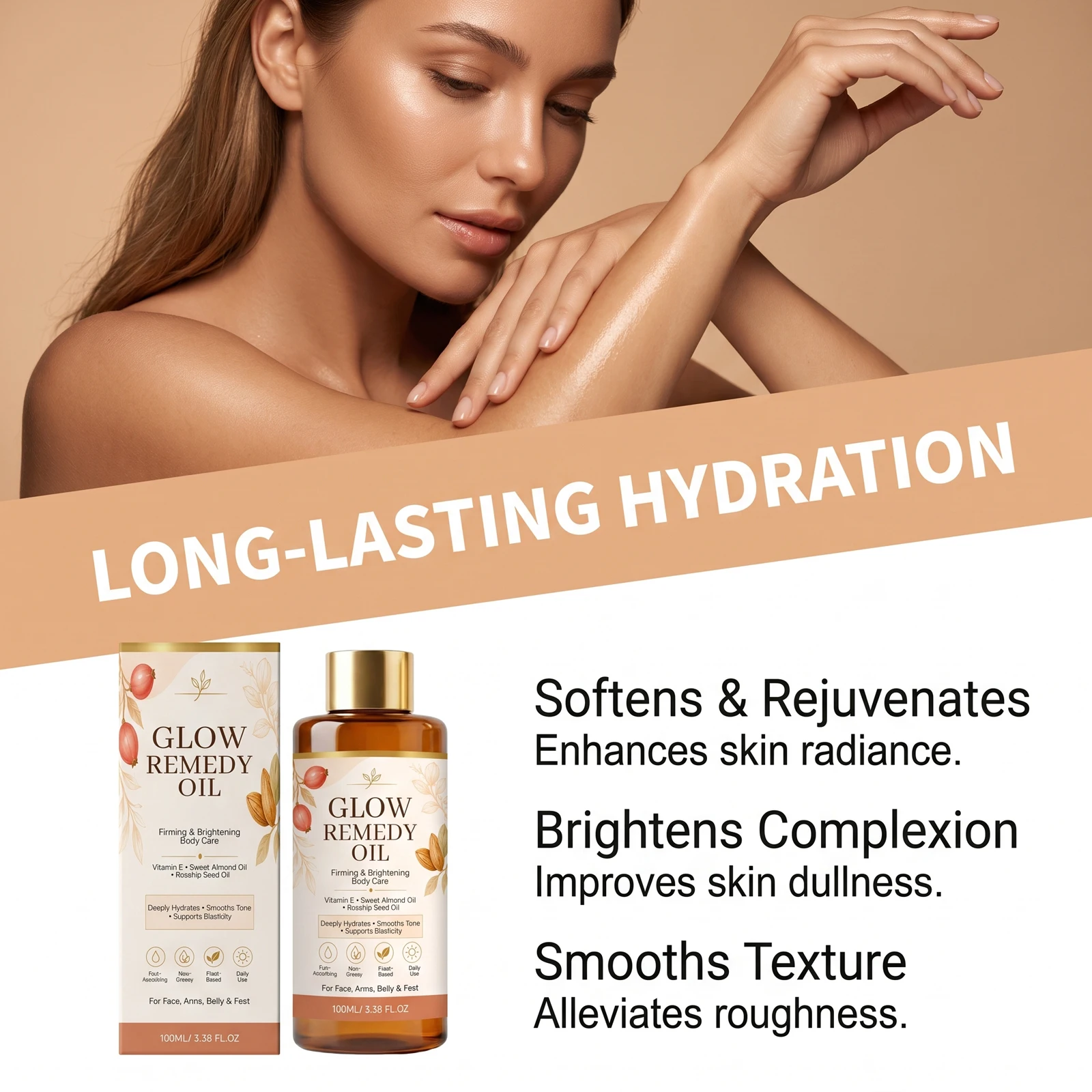 Smooth Firming Body Oil, Anti Aging Body Moisturizer Oil, Deep Hydrating Relief Dryness  Smoothe Texture, After Shower Body Oil