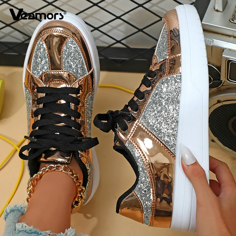 

Модные повседневные туфли с пайетками для женщин, дышащие прогулочные туфли на плоской подошве, низкие универсальные повседневные туфли для ежедневной носки