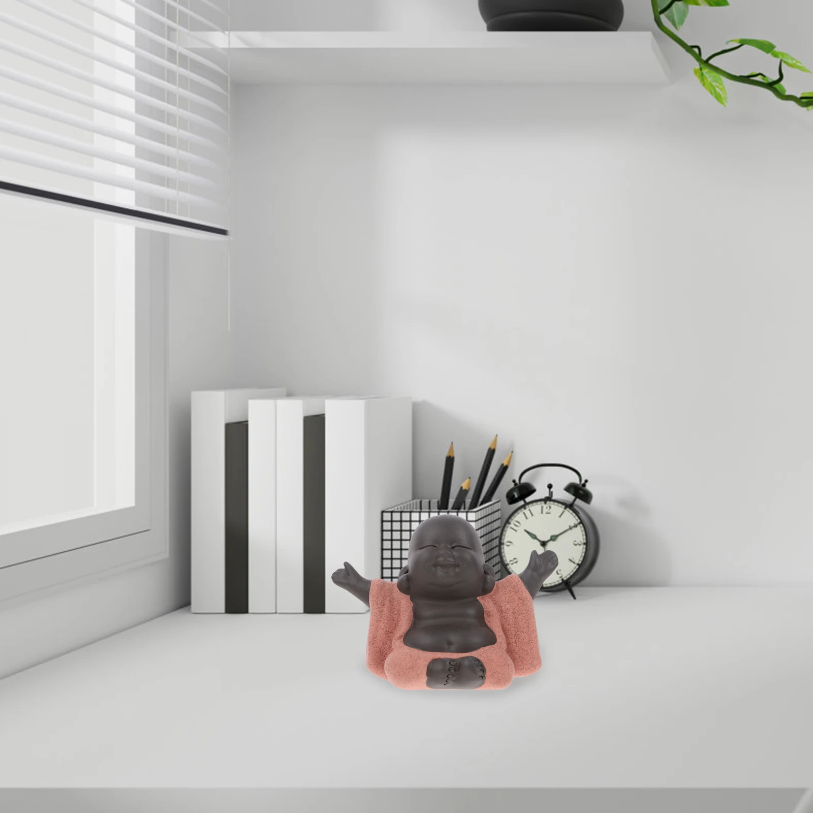 

Exquisite Ceramic Buddha Sculpture Sitting Pose Anti Skid Base for Home Study Tea Table Decor Oriental Gift Orange