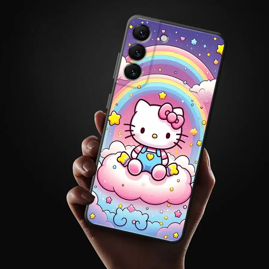 أسود لينة غطاء الهاتف حقيبة لهاتف سامسونج غالاكسي A36 A24 A55 A22 A52 A32 A26 A72 A25 A71 A51 A73 A41 A23 A53 A35 لطيف سانريو مرحبا #6