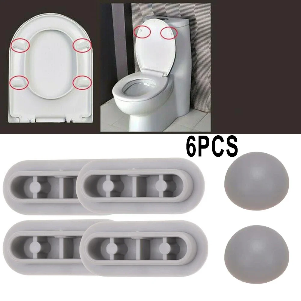 6pcs Antislip Gasket Toilet Seat Bumper Shock Absorber Toilet Seat Cushion Pad Buffers Bathroom Toilet Seat Lifter Kits