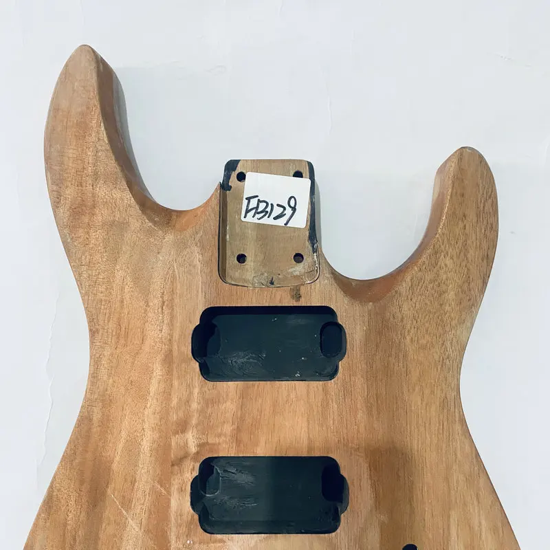 FB129 Unfinished Natural Color Solid Redwood Two Points Fixed Tremeolo Electric Guitar Body with HH Pickups for Replace DIY