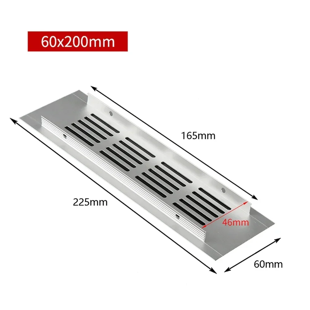 1Pc 60mm White Aluminium Rectangular Cabinet Wardrobe Air Vent Grille Ventilation Cover Plate Grille Vent Perforated Sheet