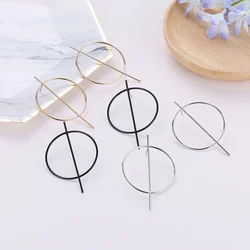 SUMENG 2024 New Exaggerated Gold Color Big Circle Geometric Round Alloy Drop Earrings for Women Fashion Jewelry Gifts