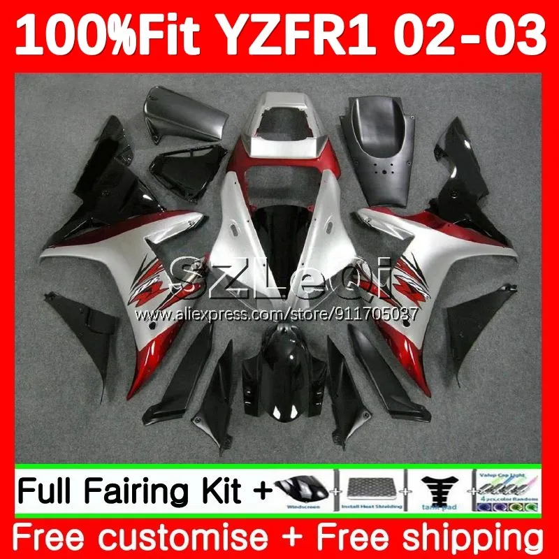 Injection Body For YAMAHA YZF R1 R 1 YZF-1000 YZFR1 02 03 130No.38 YZF 1000 CC YZF-R1 YZF1000 Silvery red 2002 2003 OEM Fairing