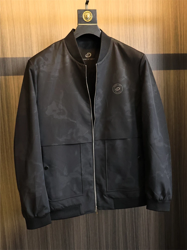 

Fashionable Silk Blend Jacket Men's Spring 2025 Standard Fit Long Sleeve Baseball Collar Jacket Urban Style Daily Wear