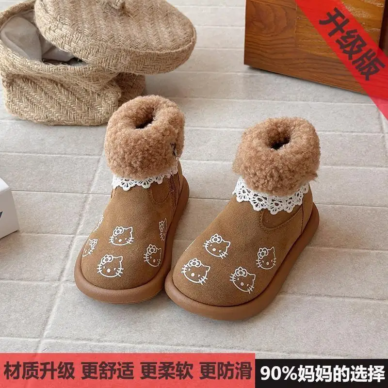

Sanrio Anti Slip Soft Soled Shoes Warm Lace Girls' Snow Boots Hello Kitty Women's Winter Kids Child Girl Booties Baby Uggs Boys