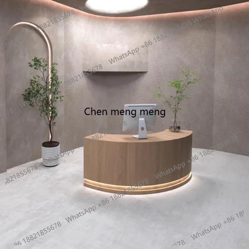 A139 Wood Curved Reception Desks Minimalist Aesthetic Best Industrial Reception Desks Drawer Salon Comptoire Accueil Trendy Furn