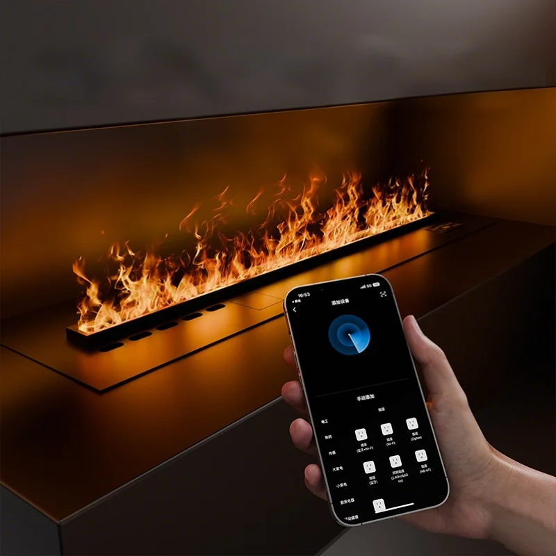 Energy Efficient Ultrasonic Mist Fireplace - APP Voice Control, 256 Color Lights, Realistic Crackling Sound, Commercial Grade