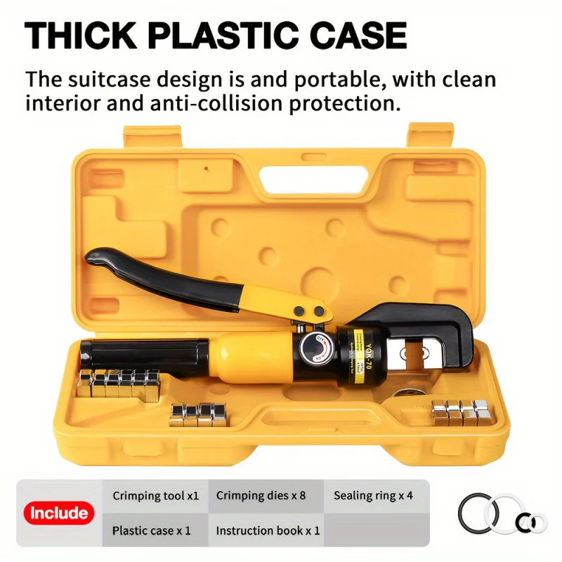 Hydraulic Pliers Kit with Hexagonal Crimping Mold Crimping Wire Tool for Electricians Plastic Tool Box Included