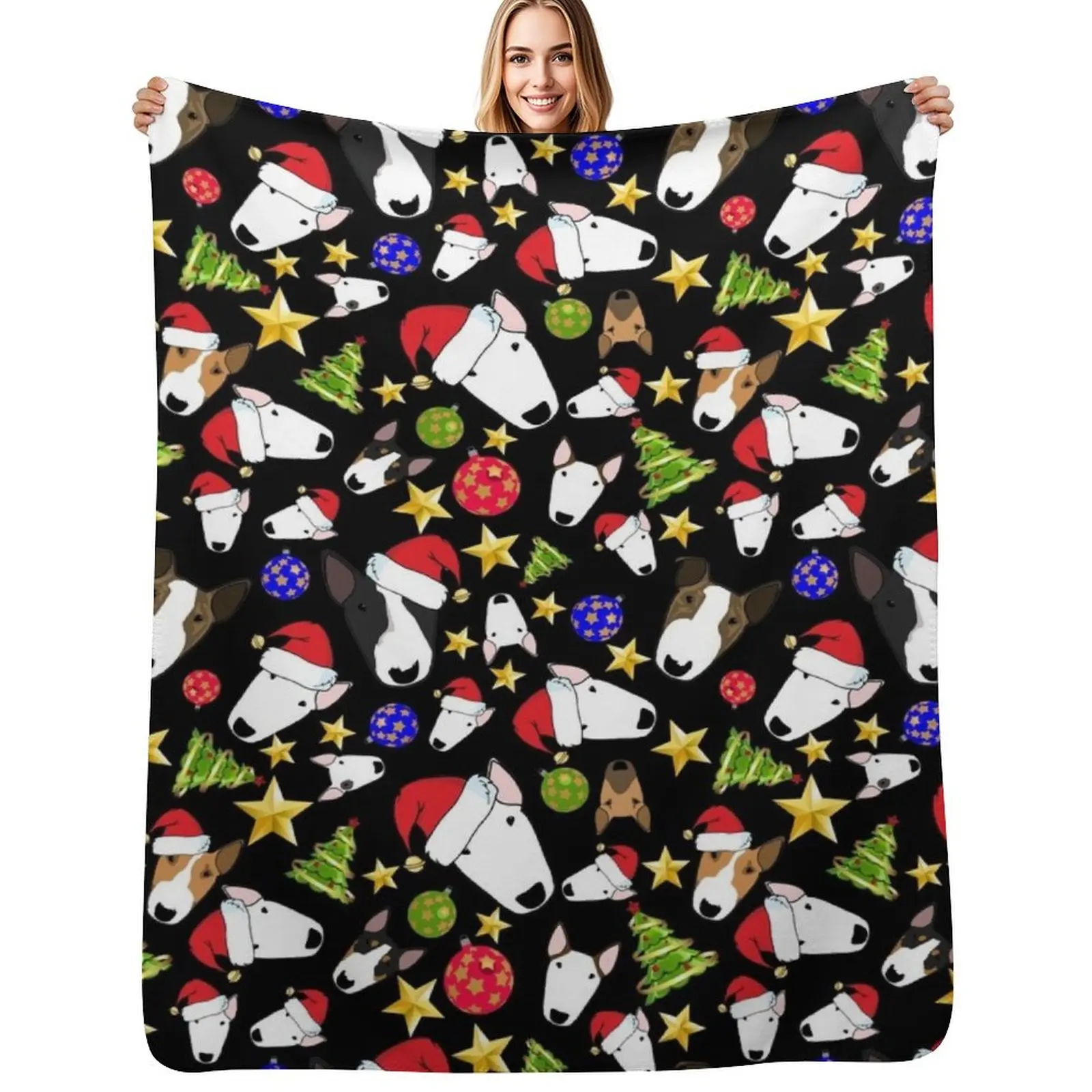 Christmas Bull Terriers Throw Blanket Beach Polar Picnic For Baby Blankets