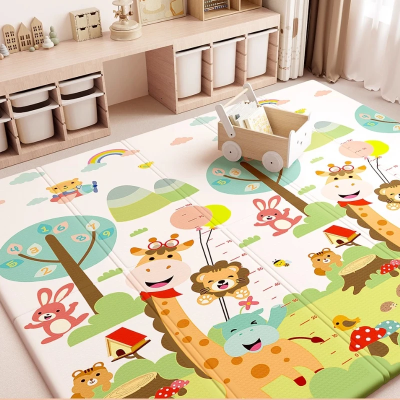 Tapete de brincar para bebês, tapete dobrável para engatinhar, não tóxico, inodoro, quebra-cabeça de espuma para crianças, design confortável