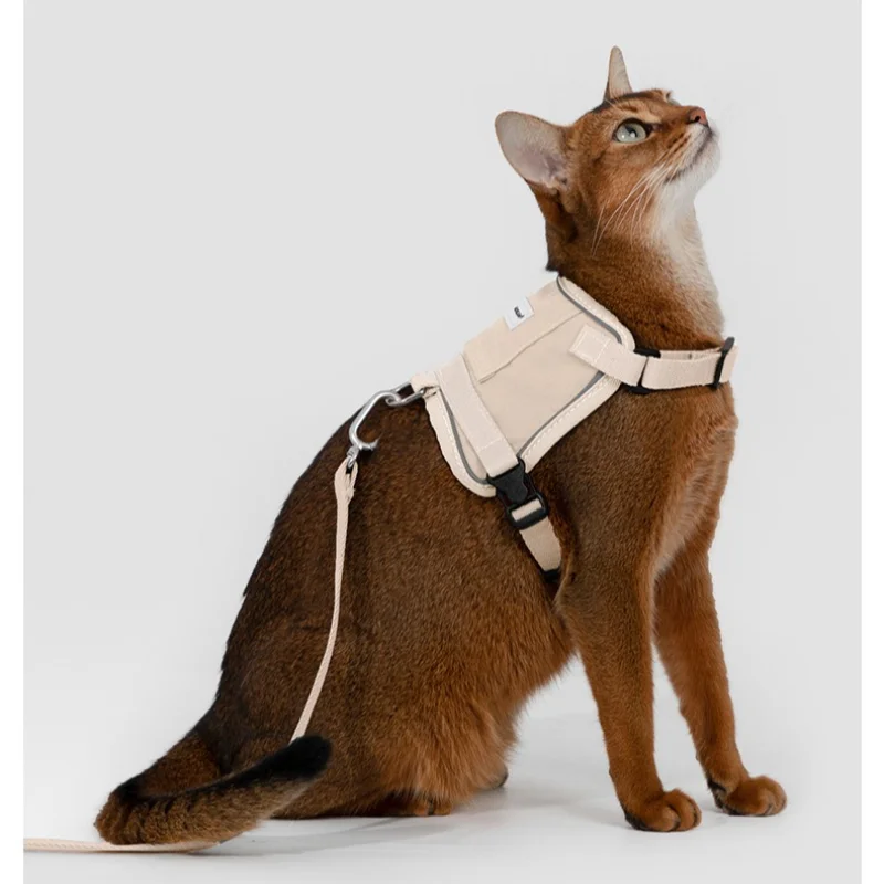 

Anti-Escape Cat Vest Harness 39g, GPS Tracker Pocket, Breathable Mesh, Reflective, 130cm Leash for Walking, cat accessories