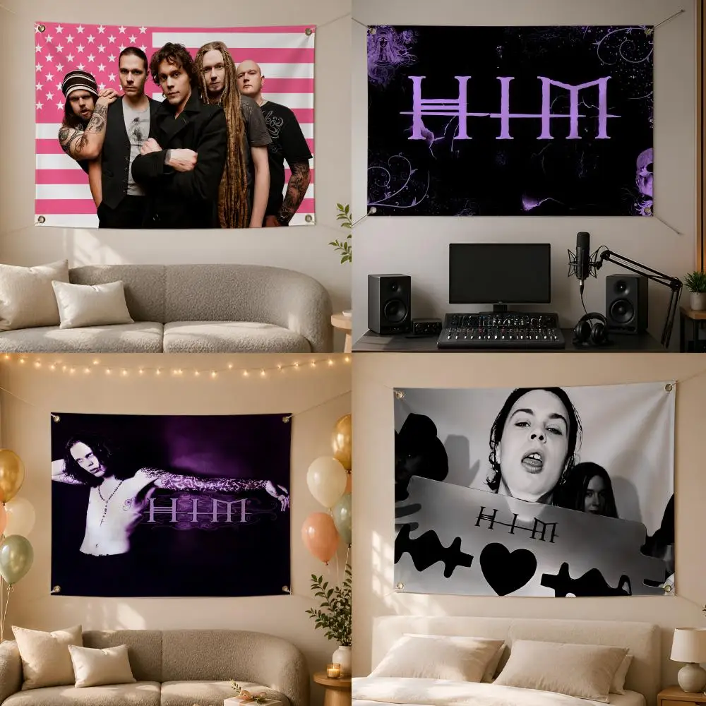 Rockband „His Infernal Majesty“ Flaggen Wandbehang Banner für Schlafzimmer, Studentenwohnheim, Party, Festival, Camping, Innen- und Außendekoration
