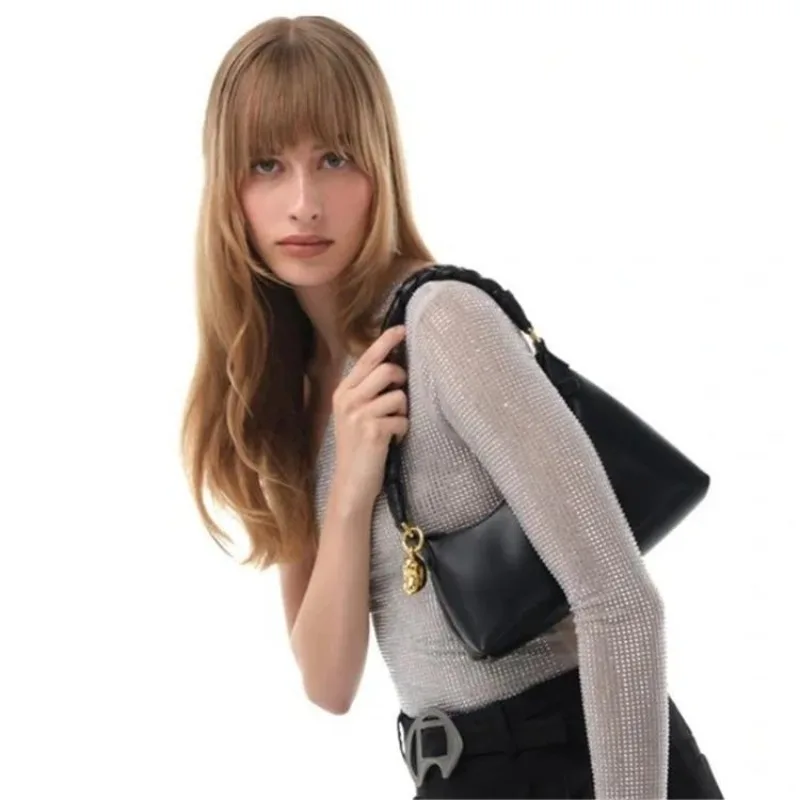 

New style handbag woven with Fried Dough Twists, golden bean braided underarm bag, high-end handheld shoulder bag for women