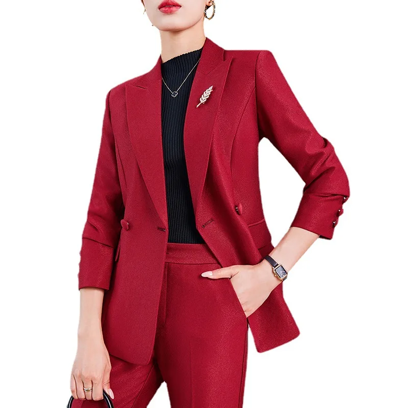 Tenue d'affaires décontractée imbibée pour femmes, style coréen à la mode, fouet haut, tempérament, style de déesse Sui, automne et hiver, nouveau