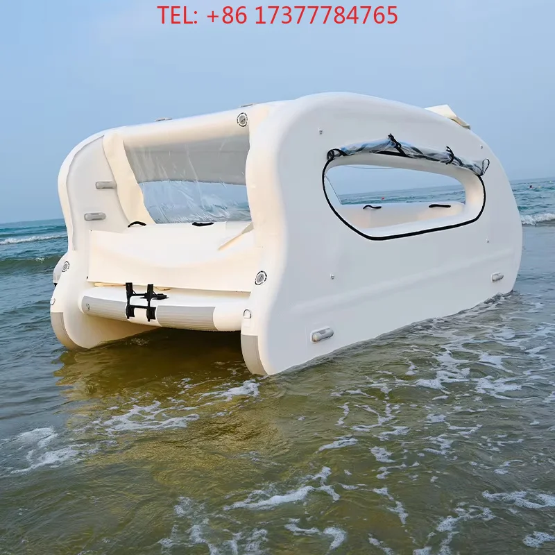 Stock Manufacturer Hot Selling Spot Water Drop Stitch PVC Inflatable Floating Boat Waterhouse Catamaran Houseboat