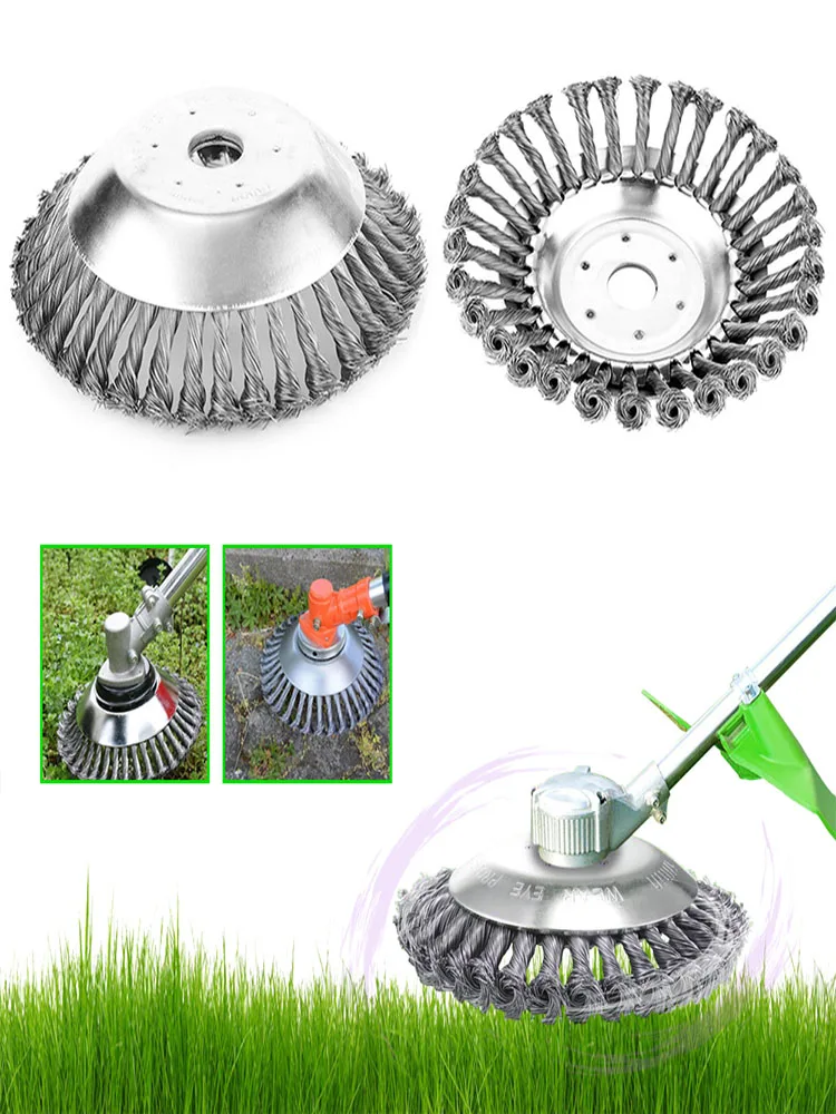 

8 Inch Steel Wire Wheel Brush Disc Weed Brush Cutter Head Garden Weed Brush Lawn Mower Universal Grass Trimmer Heads Cutter Tool