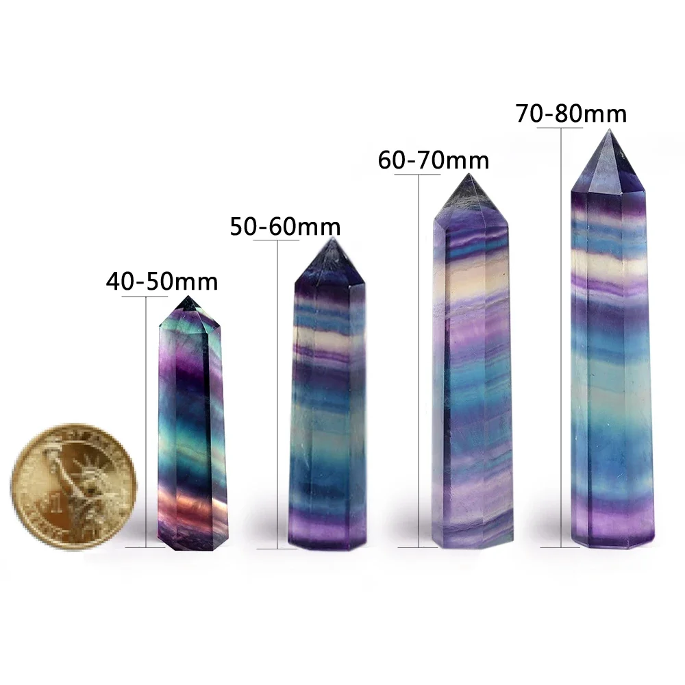 Natural Colorful Fluorite Obelisk Crystal Healing Stone Natural Quartz Home Decor Reiki Polished Point Stone Decoration Crafts