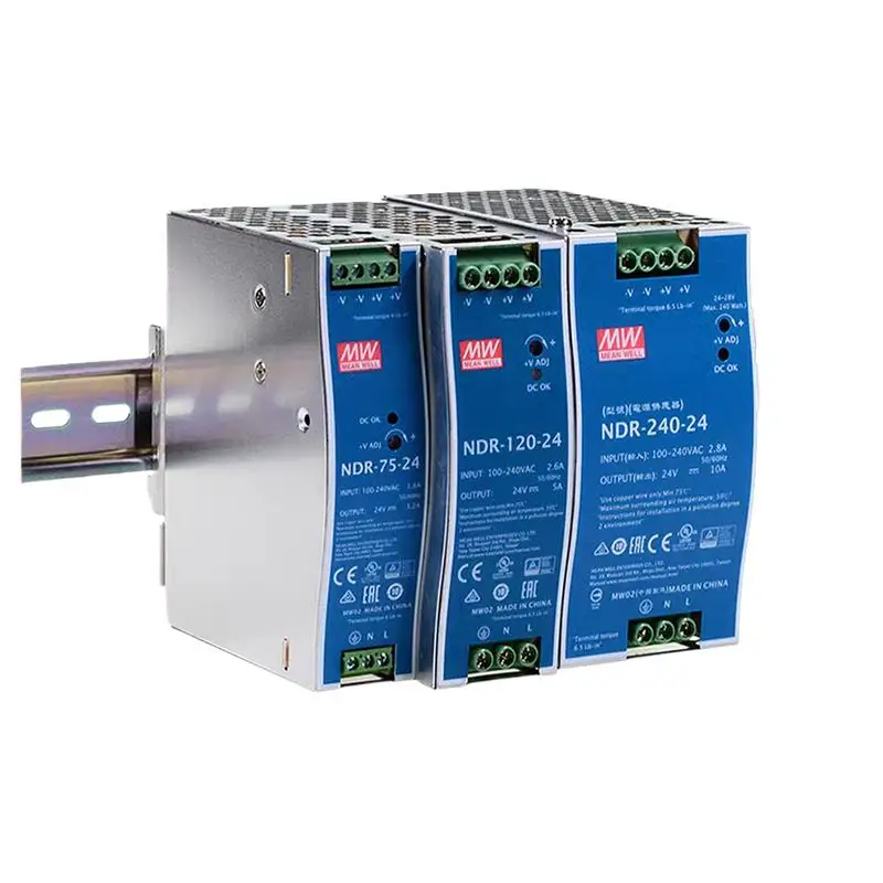 

MEAN WELL NDR-75-12 NDR-75-24 NDR-75-48 75W alimentatore Switching a uscita singola sottile da 75W montato su guida Din industri