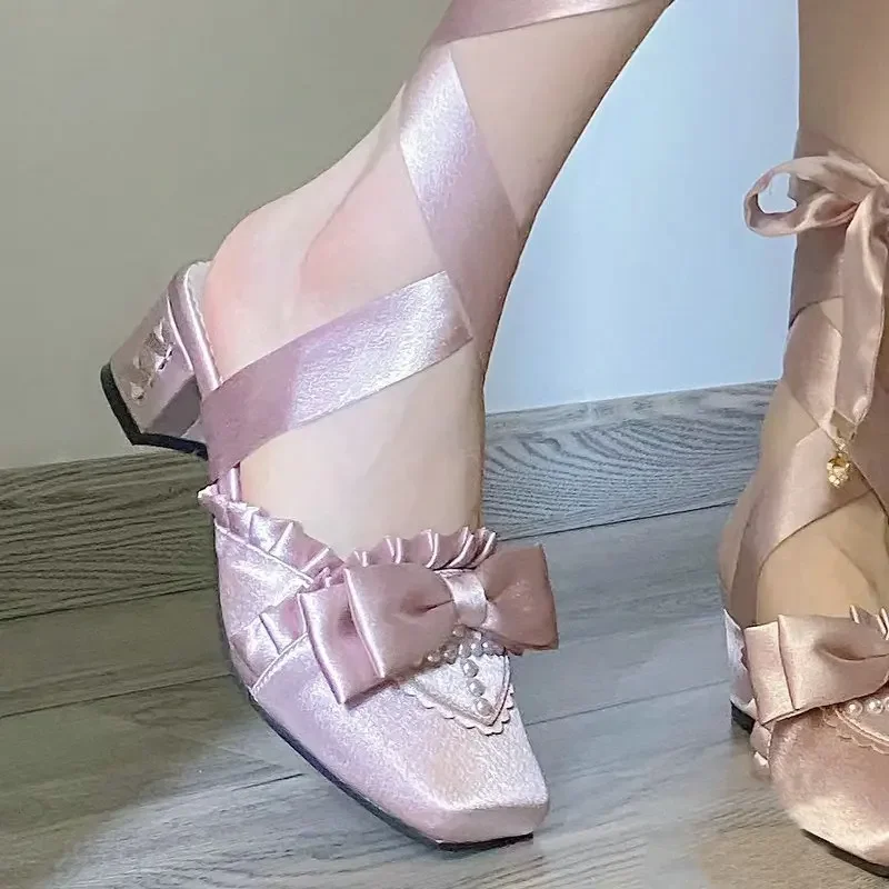 French Fairy Lace-Up Single Shoe Ballet Thick With Lolita Design Sense Of Minority Evening Gentle Evening Wind Pumps image 2