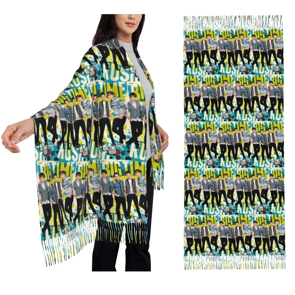 

Big Time Rush Band Scarf Tassel Scarves Women Soft Warm Shawls and Wraps Long Fall Winter Shawl Wrap