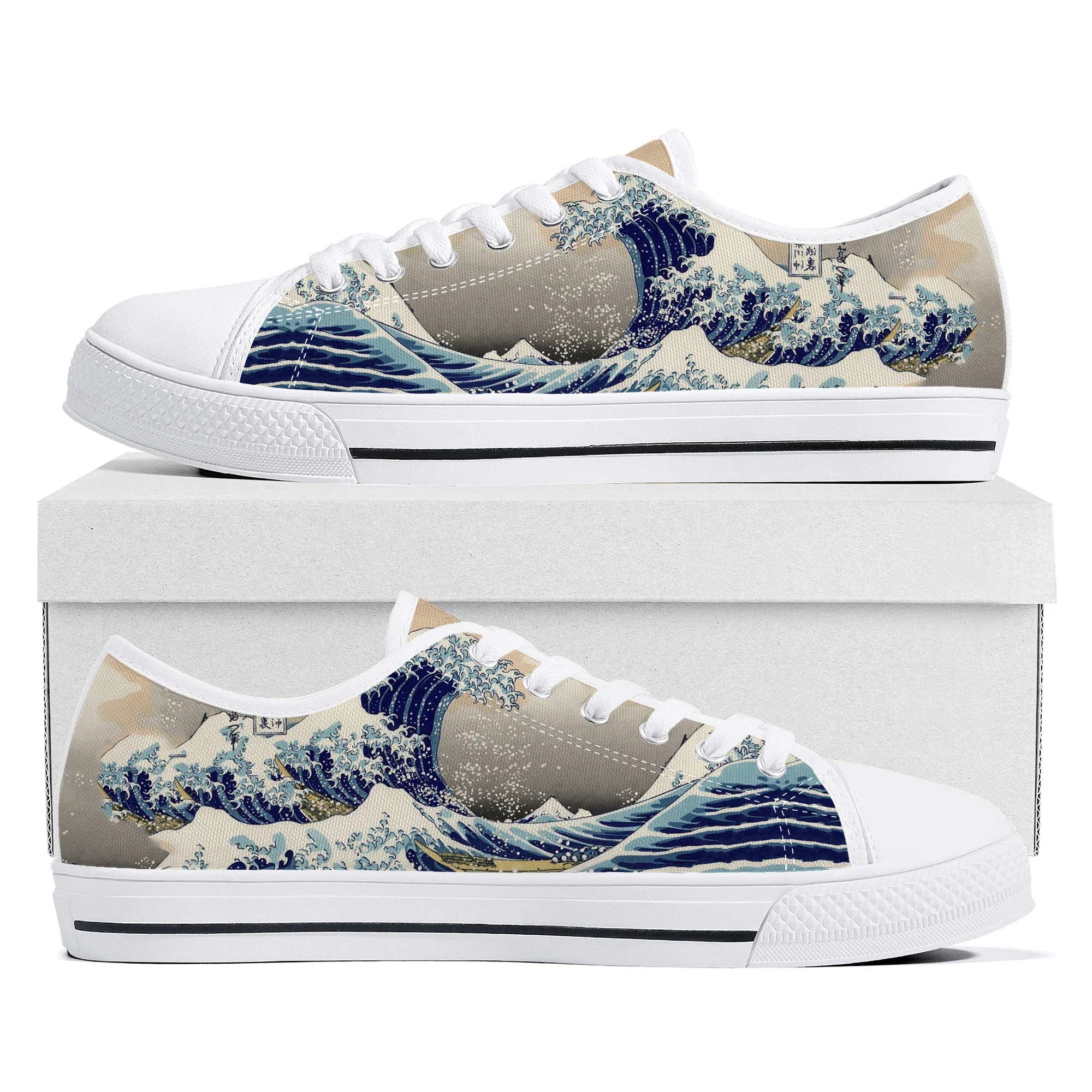 The Great Wave off Kanagawa Printmake Low Top Sneakers High Quality Mens Womens Teenager Canvas Sneaker Couple Shoes Custom Shoe