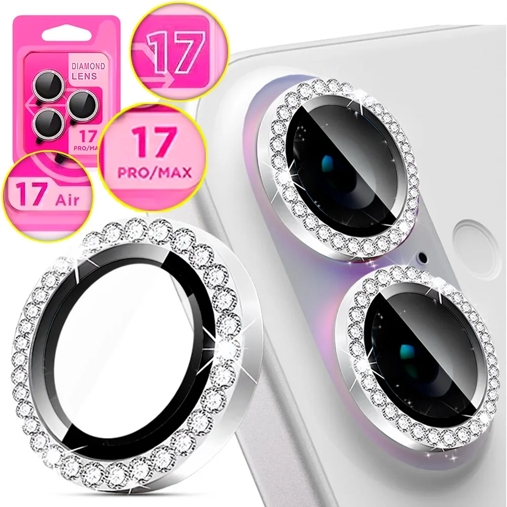 아이폰 17 프로 맥스 카메라 렌즈 강화유리 보호필름 (럭셔리 다이아몬드 링 디자인) 1-3개입 (아이폰 17 프로, 17 에어 호환)