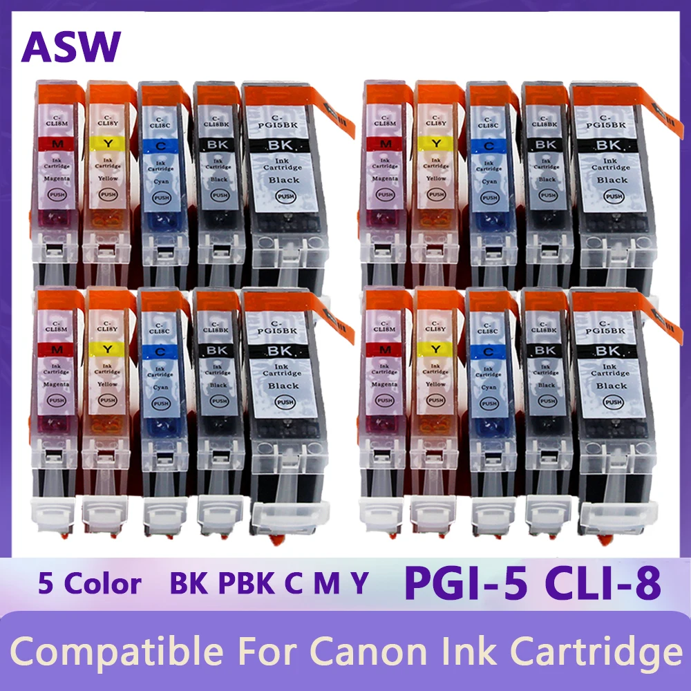 1-20PK Compatible Ink Cartridges PGI-5 CLI-8 PGI5 CLI8 for Canon PIXMA iP4200 iP4300 iP4500 MP500 iP5200 MP530 MP600 MP610 MP800