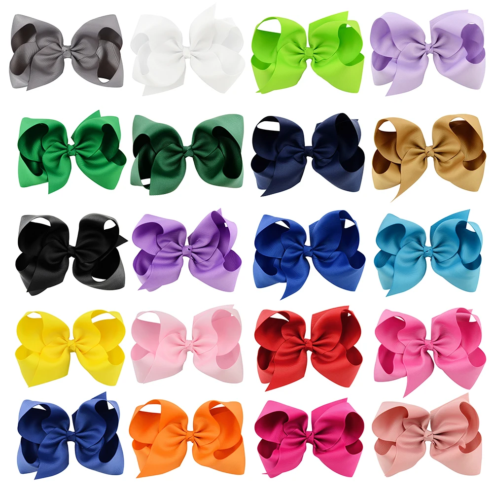 Grosgrain Ribbon Hair Bows com clipes para meninas, grampos de cabelo grandes, grampos Boutique, presilhas, acessórios para cabelos infantis, fofos,