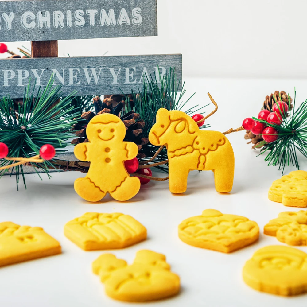 Cortadores de galletas de dibujos animados de Navidad, herramientas y accesorios de panadería DIY, cortadores de estampcookie