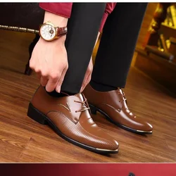 Pointed Men Dress Shoes Slip-On Casual Shoes Four Seasons New Men Business Leather Shoes Man Oxfords Wedding Shoes Dress Shoes