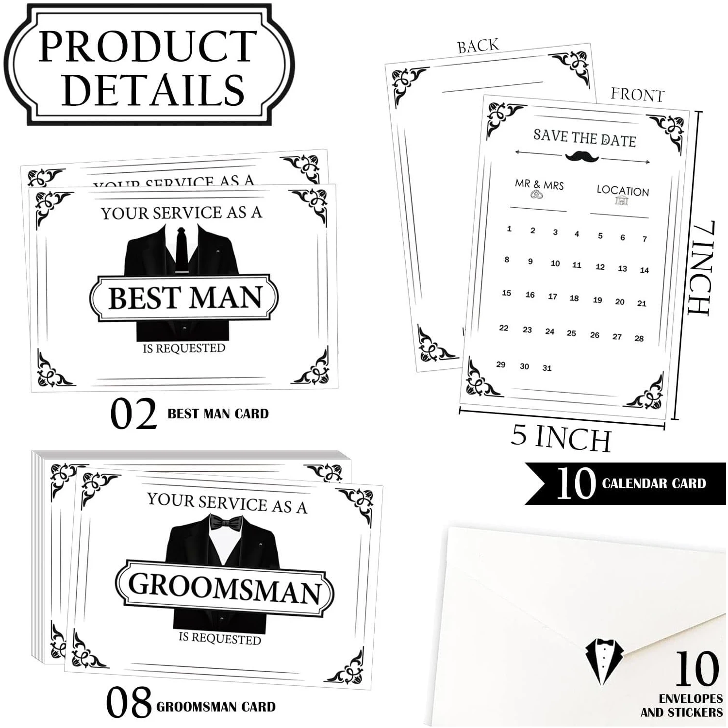 Groomsmen Proposal Cards Will You Be My Groomsman Cards with Envelopes and Stickers Funny Groomsmen Invitation Cards 10Pack