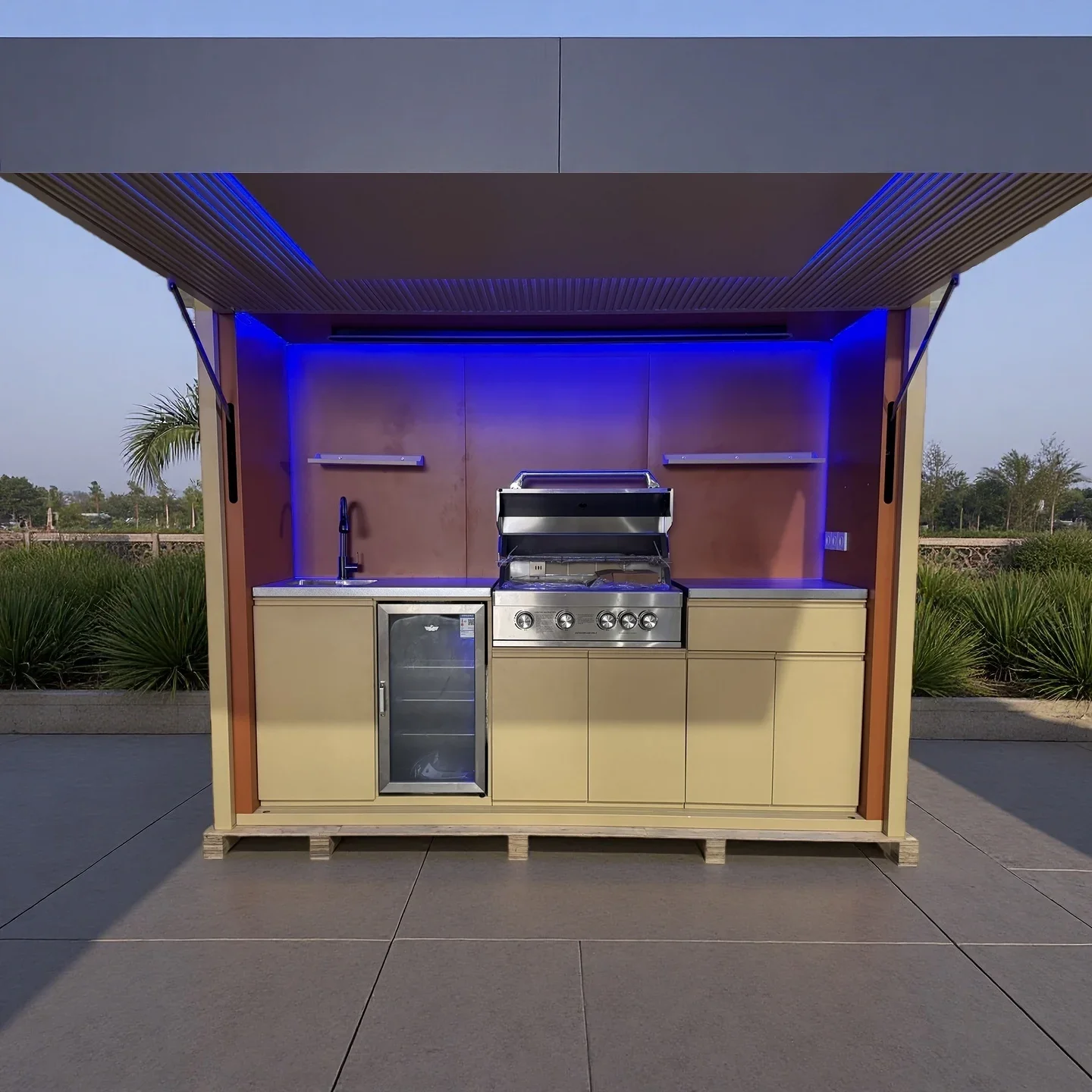Freestanding Outdoor Kitchen with Grill and Storage No Installation Required Modular Kitchen Customized Weatherproof Patio