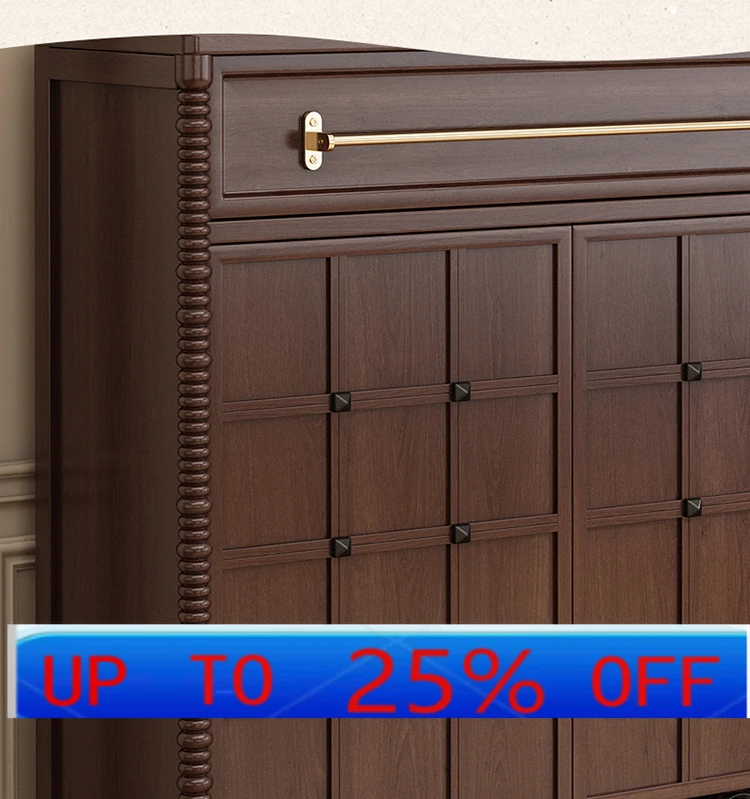 

Lmm retro solid wood shoe cabinet storage integrated wall entry living room home multi-functional locker