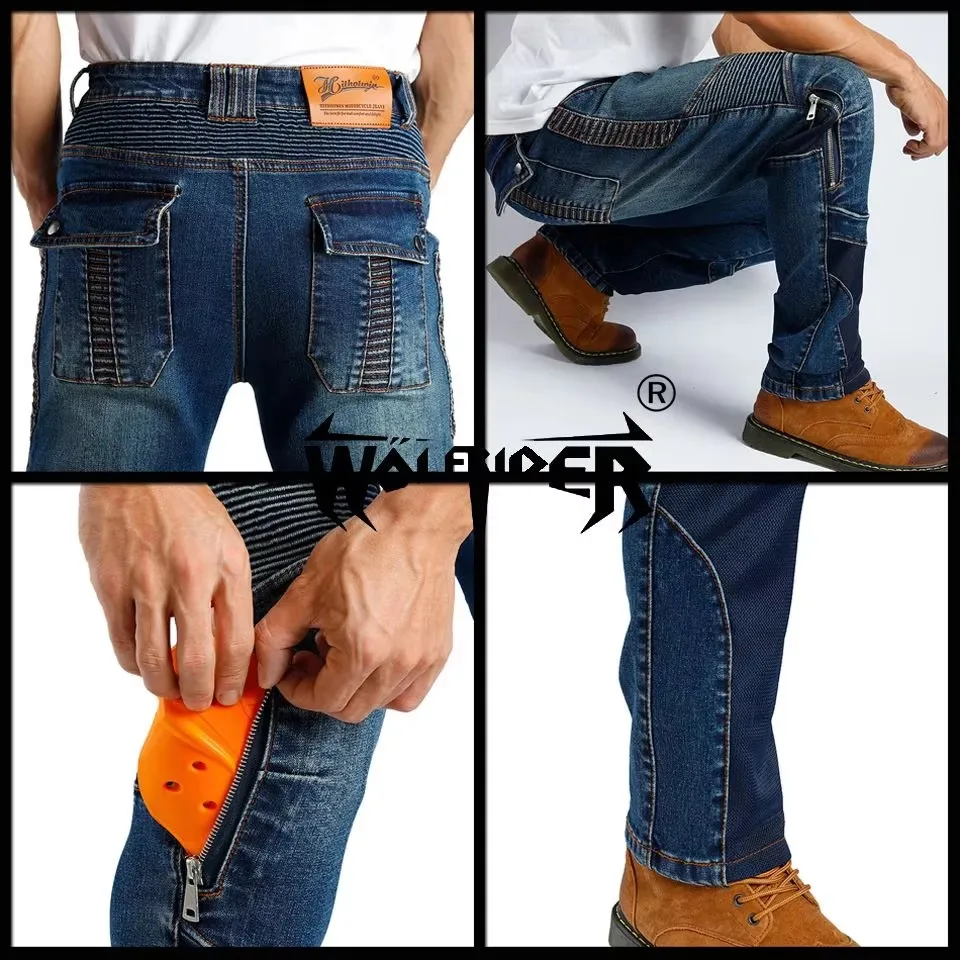 오토바이 청바지 레저 바지 통기성 승마 청바지 여름 불확실한 보호 장비