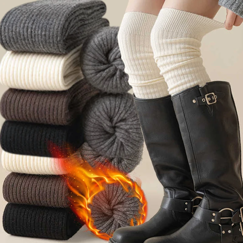

1-2 пары белых длинных носков-гольфов для женщин, осенне-зимние, из чистого хлопка, утягивающие, высокие черные теплые носки до бедра
