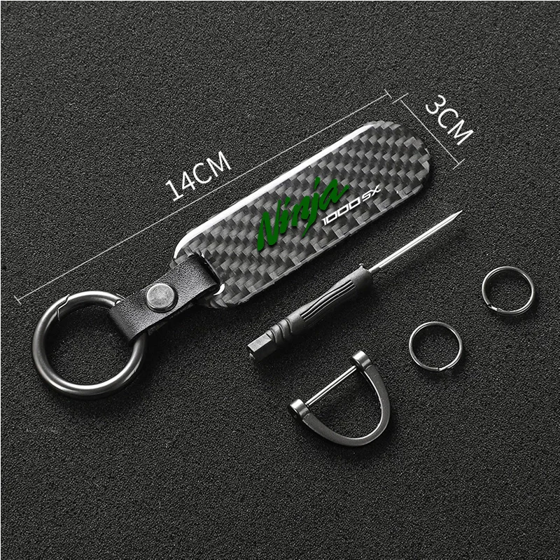 For NINJA NINJAH2 NINJA250 NINJIA400 NINJIA600 NINJIA1000 2024 Motorcycle Key Chain Carbon Fiber Keychain 2025 Logo Gift