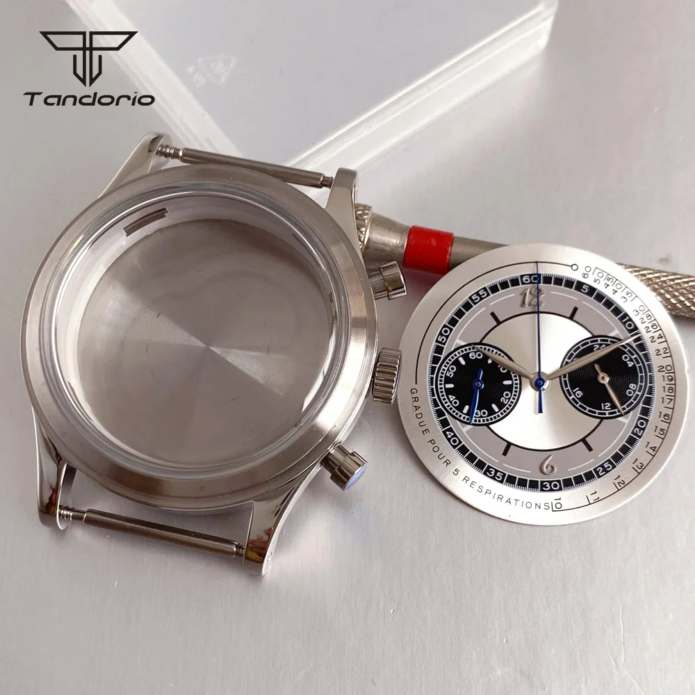 Fit MiyotaOS20 Movement 38mm Quartz Watch Case with 32mm Dial Set Domed Glass Multifunctional Chronograph Wristwatch Accessories