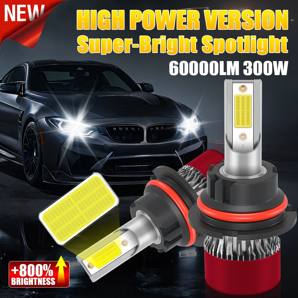 

60000LM High/Low Beam 9007 Canbus LED Headlamps 6000K White DC12V COB Chip Car Auto light Bulbs IP 67 With Cooling Fan